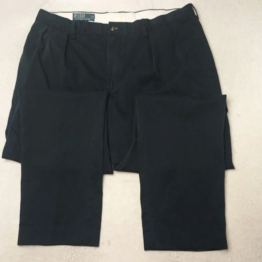 Polo Ralph Lauren Pants Men 36x34 Blue Pleated Ethan Chino Classic Logo School